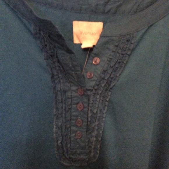 Avenue Fun Sassy Ruffle Trim Button Placket Top - Picture 2 of 8